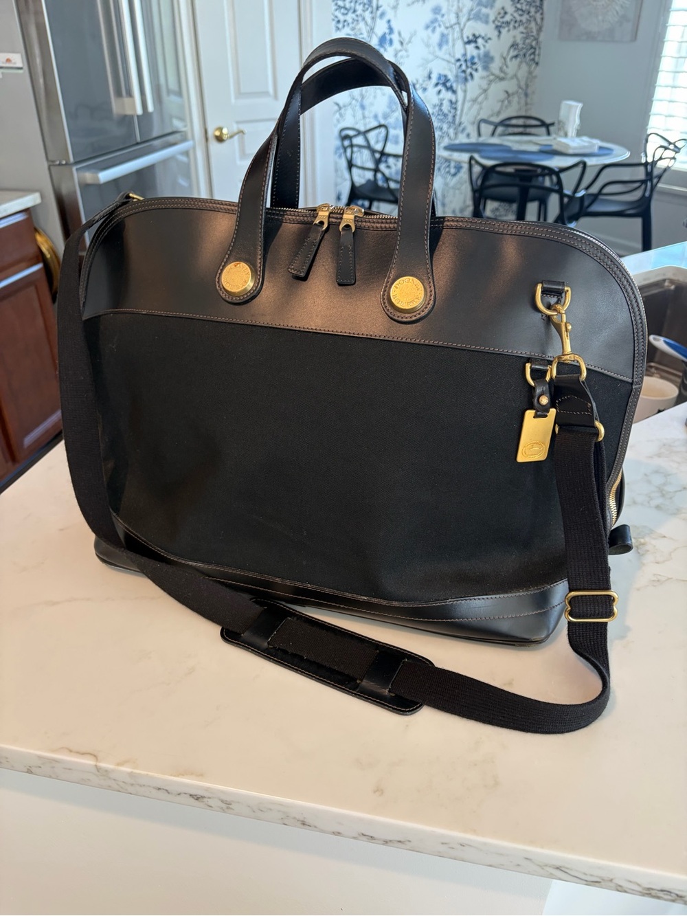 Dooney & Bourke Black Travel Tote with Woven Texture